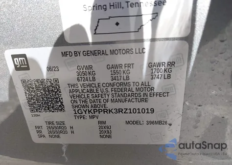 2024 Cadillac Lyriq Luxury W/1Sc из США, поврежденный, VIN 1GYKPPRK3RZ101019